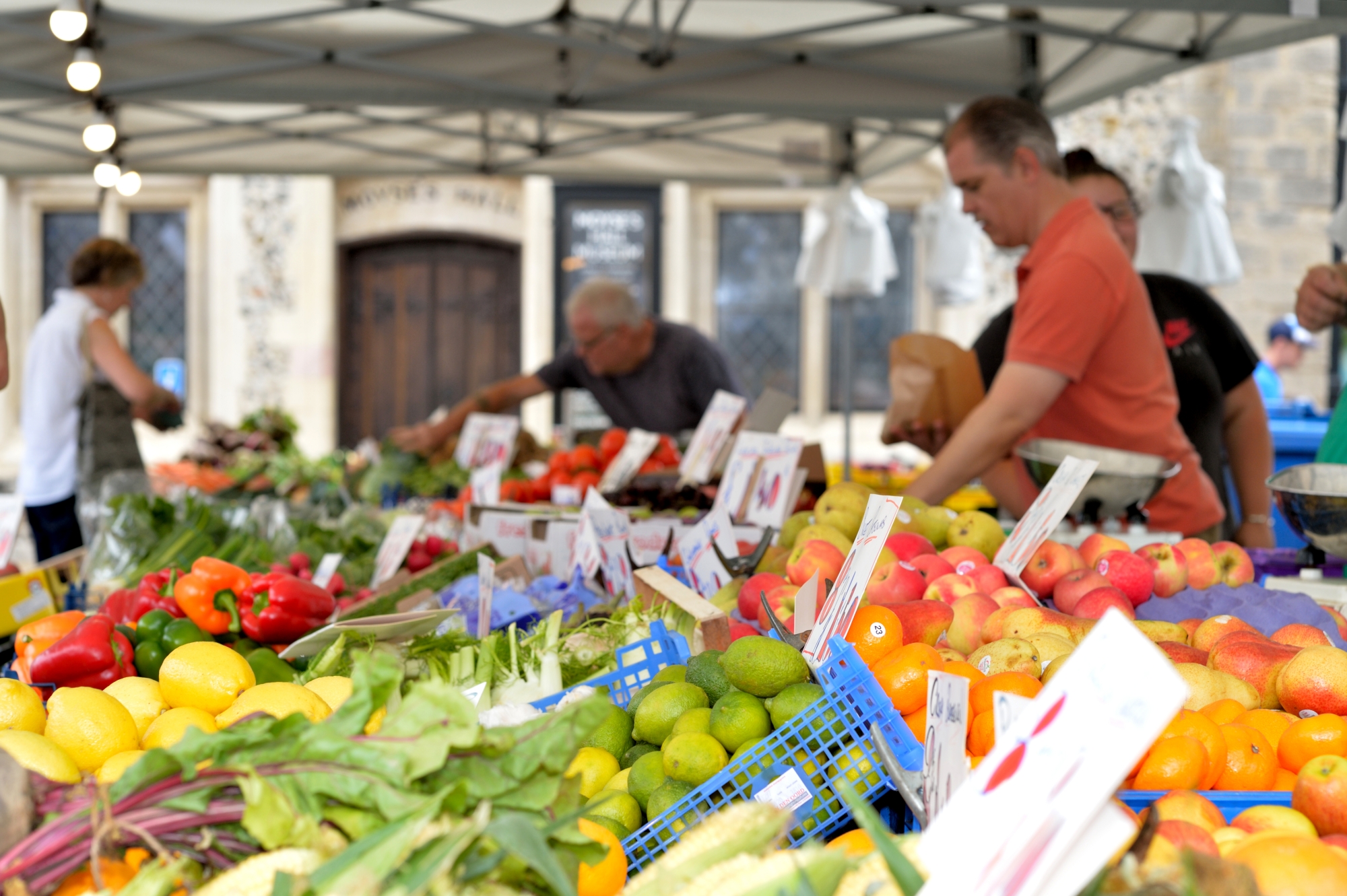 Fruit and veg stall at Bury St Edmunds Market