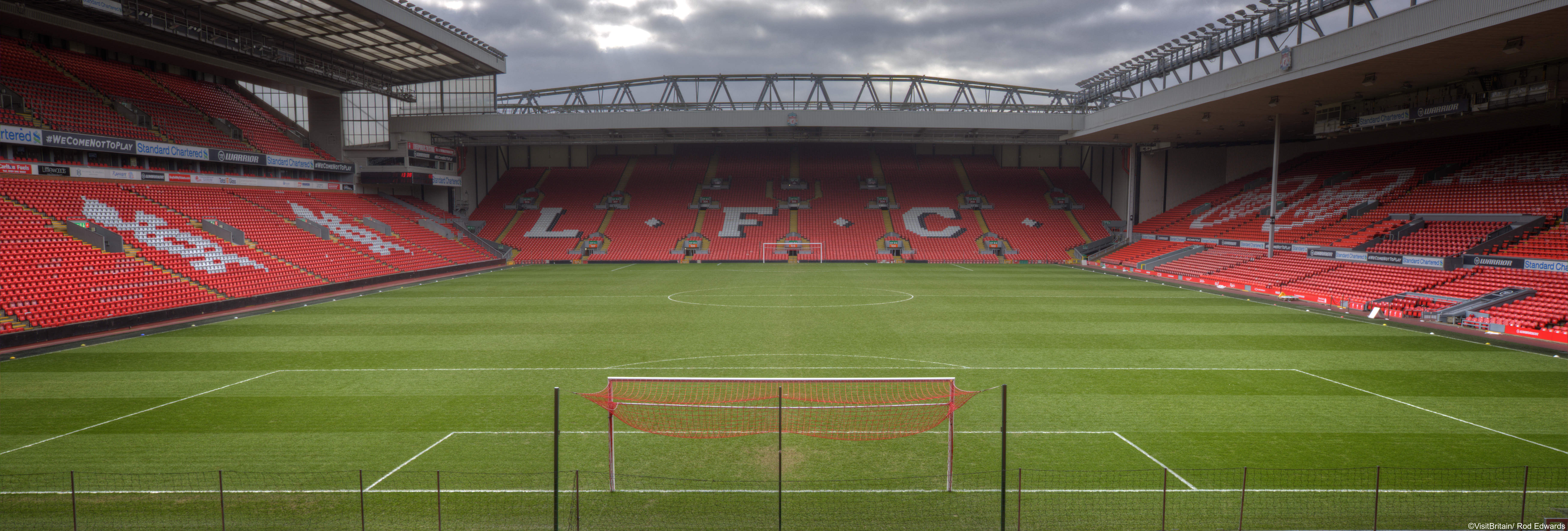 Anfield Stadium in Liverpool, one of England's most historic football grounds.
