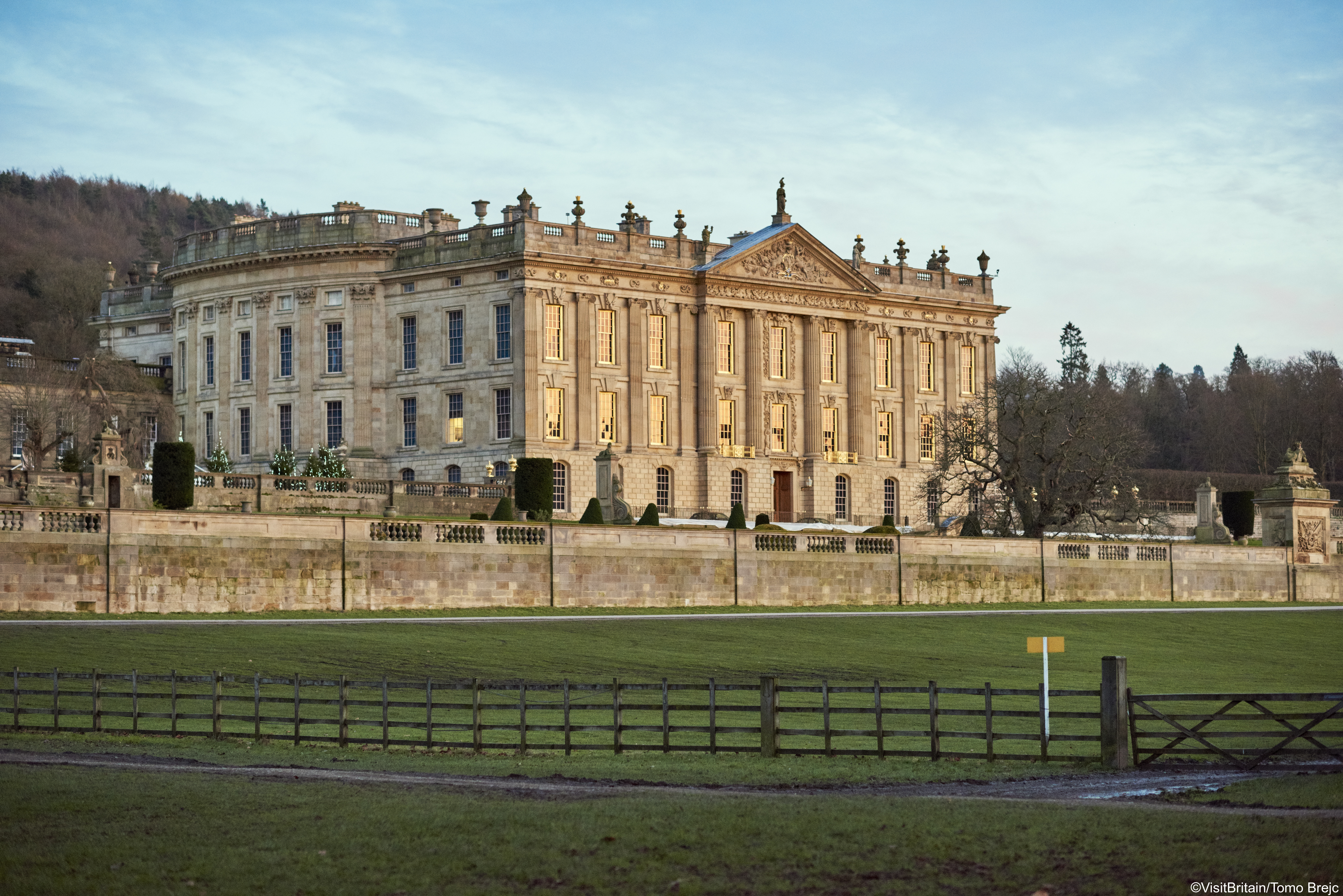 Chatsworth House in the Peak District, a famous historical landmark.