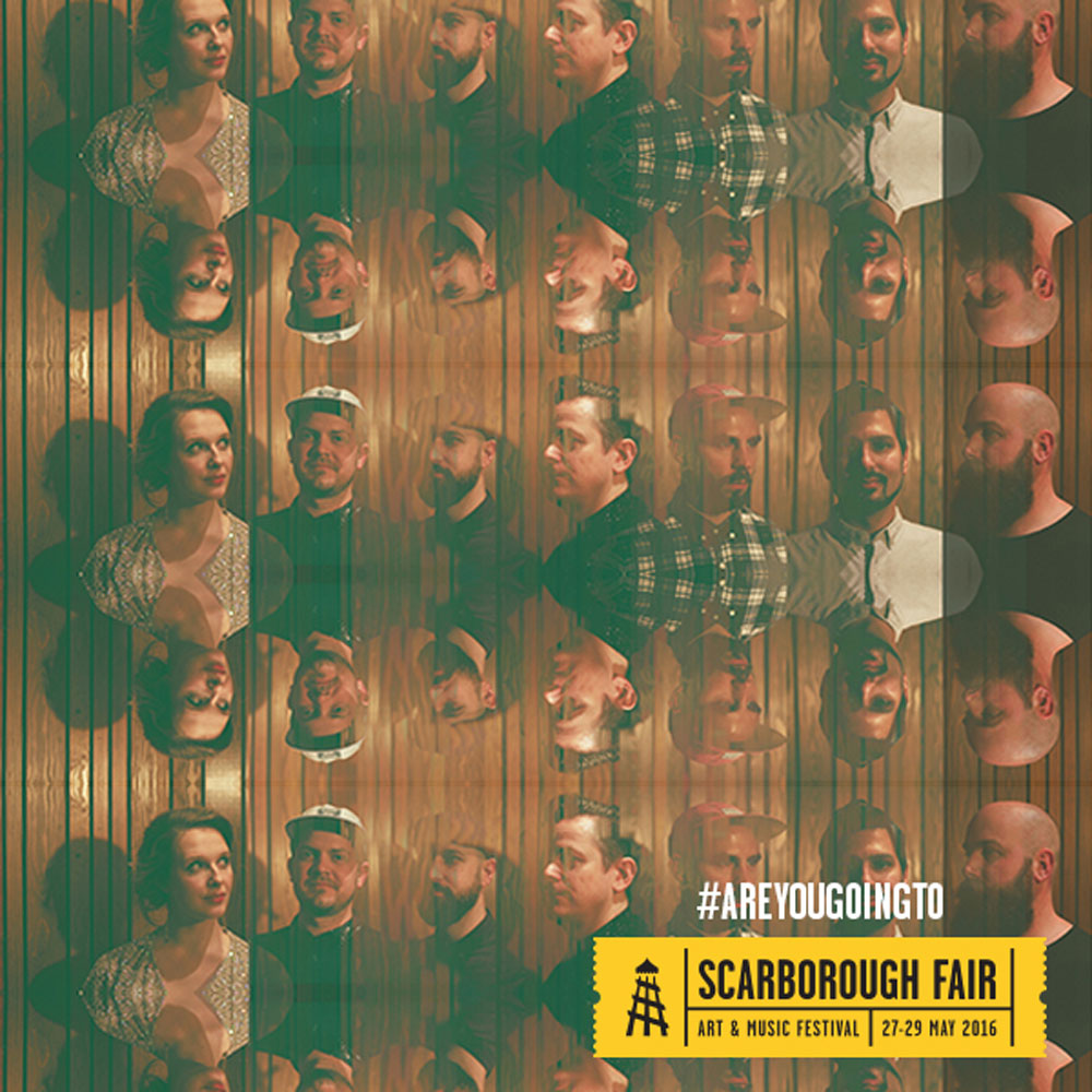 A kaleidoscope-style image of a band who will perform at Scarborough Fair