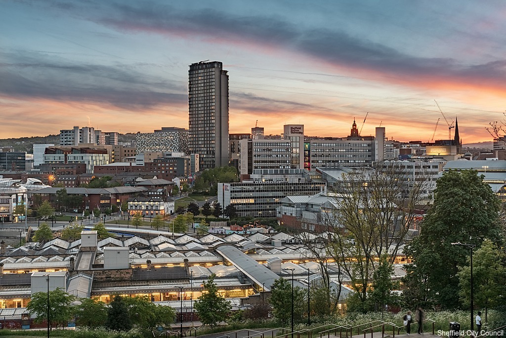 Sheffield cityscape view from South Street Park
