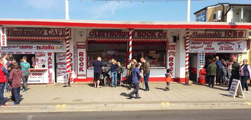 Cleethropes promenade lined with ice cream parlours and cafes © Alison Grice