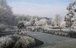 RHS Garden Harlow Carr (Main border in frost) (c)RHS