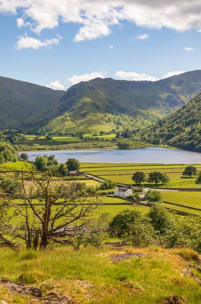 Sunny views across Brothers Water in the Lake District