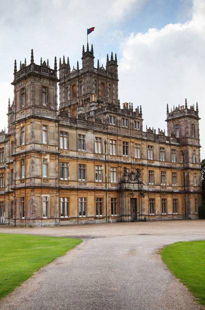 Exterior shot of the Highclere Castle the stately home featured in TV show Downton Abbey