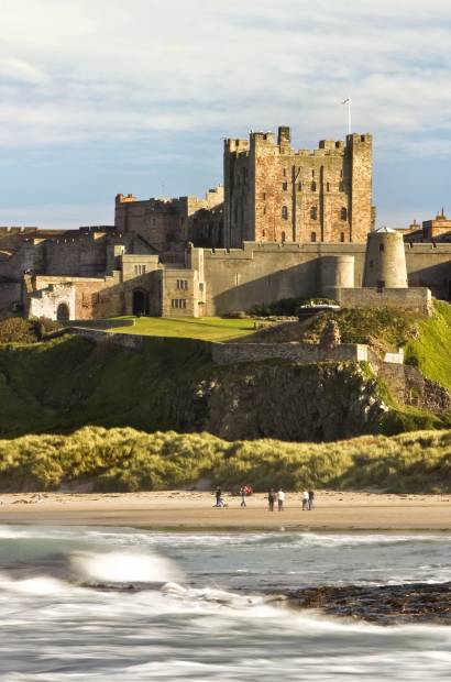 Bamburgh Castle in Northumberland, north England.