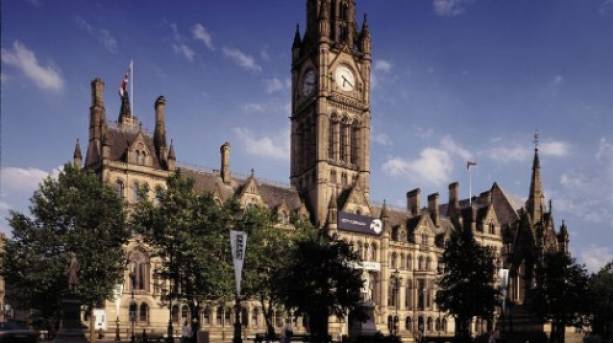 Manchester's Town Hall located on Albert's Square