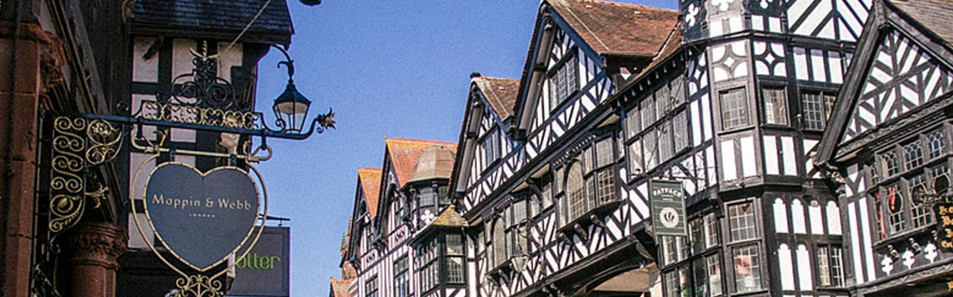 Historic Chester Rows, timber-frame houses and shops in the City of Chester