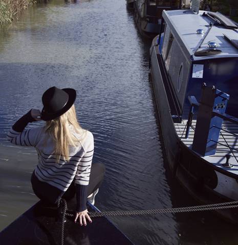 Woman on boat in Wiltshire 