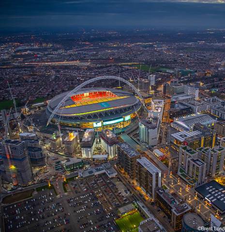 Aerial photograph of Wembley Stadium and Brent in London