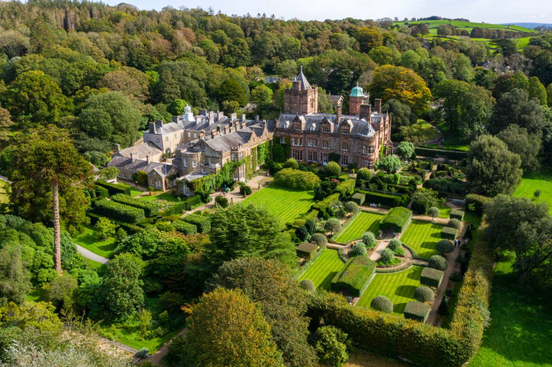 Bird's eye view of Holker Hall and Gardens