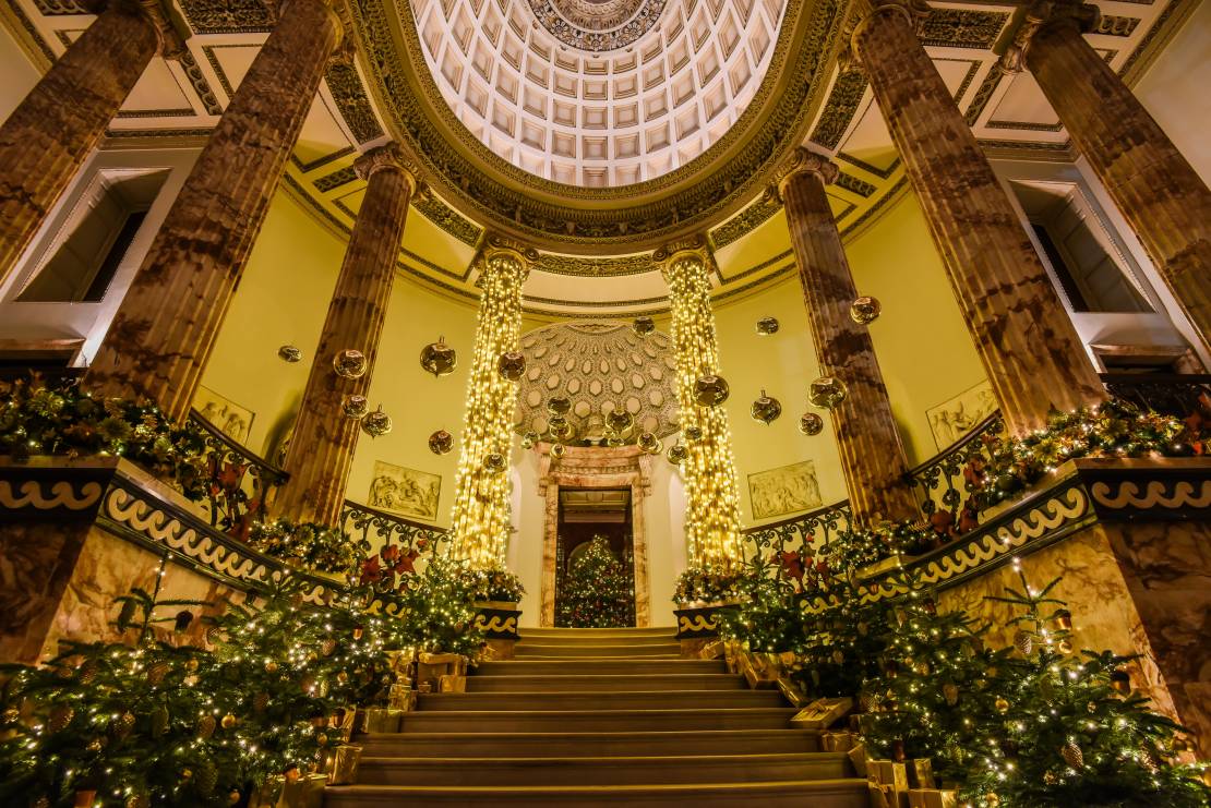 Holkham's Marble Hall at Christmas