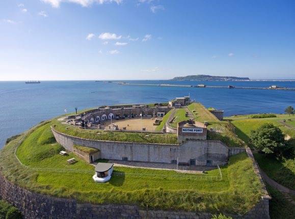Aerial view of Nothe Fort in Weymouth