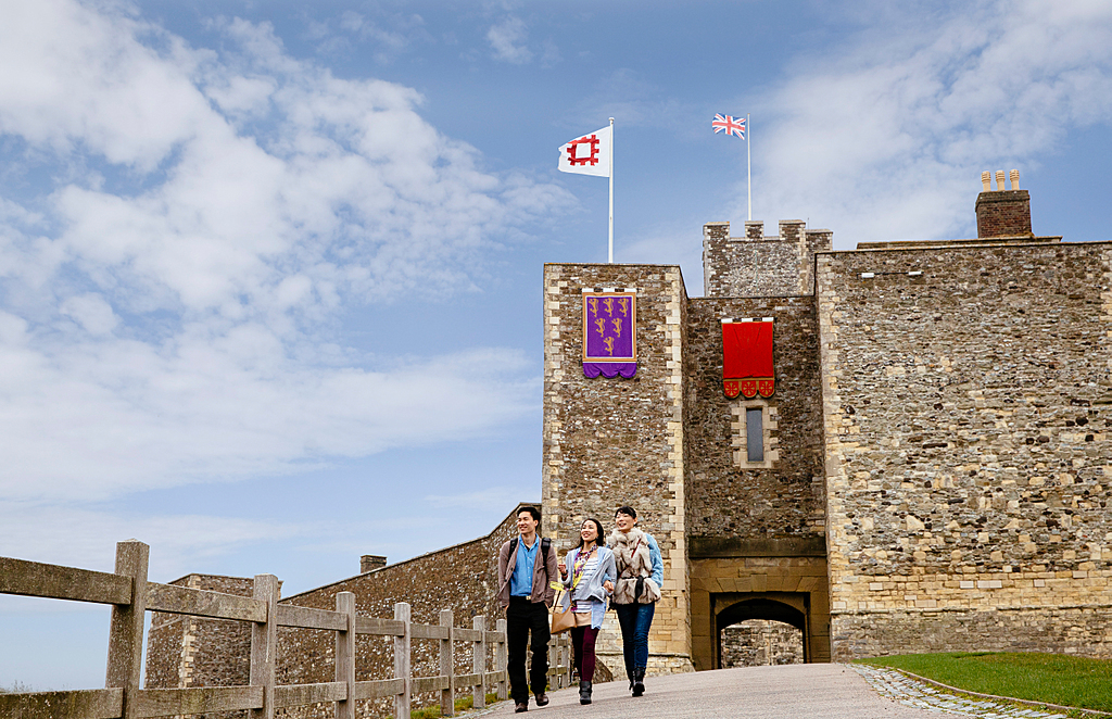 A group exploring Dover Castle in Kent, England's largest castle.