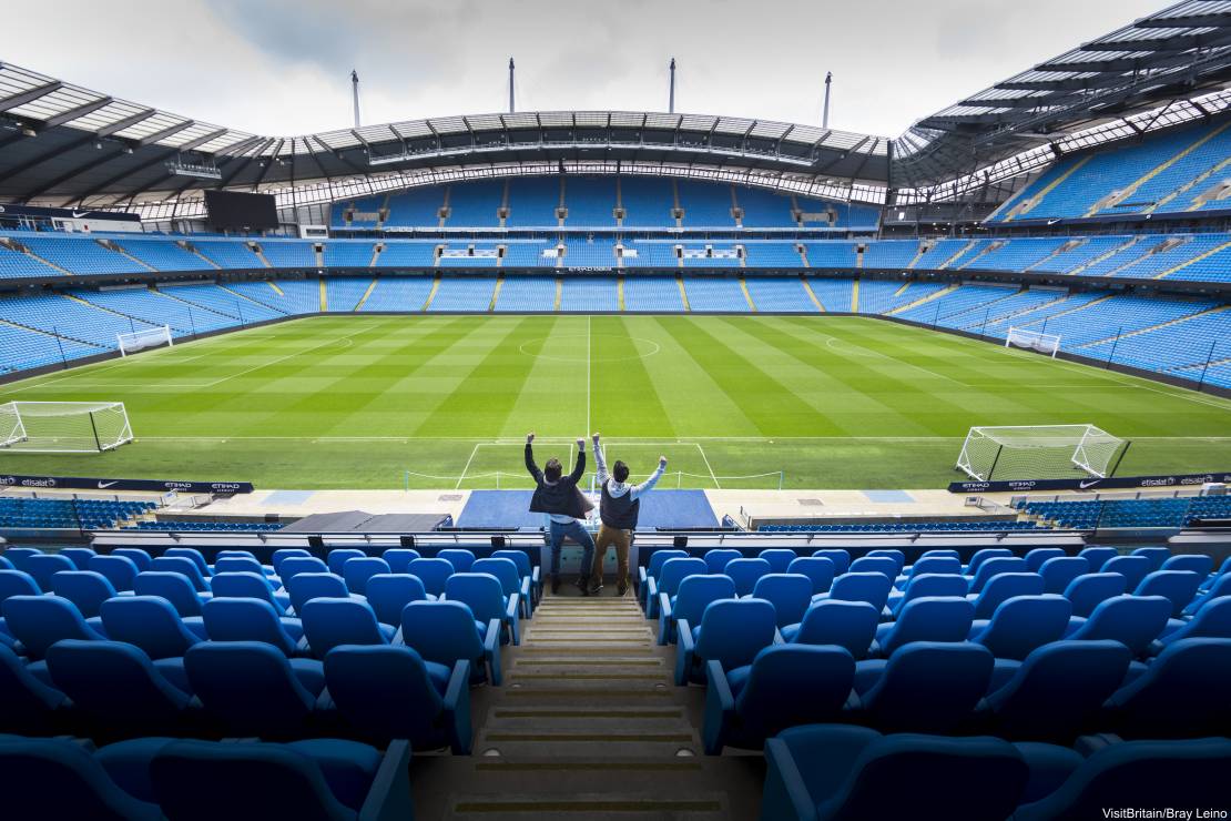 The Etihad Stadium in Manchester, home of Premier League champions Manchester City.
