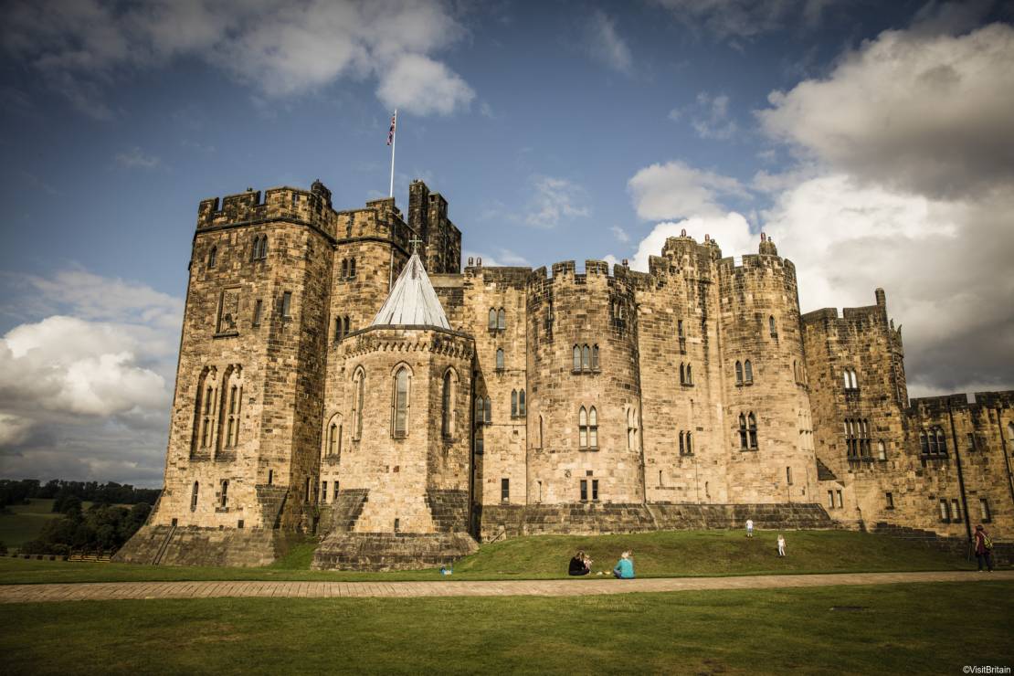 Exterior view of 11th century Alnwick Castle, Northumberland.
