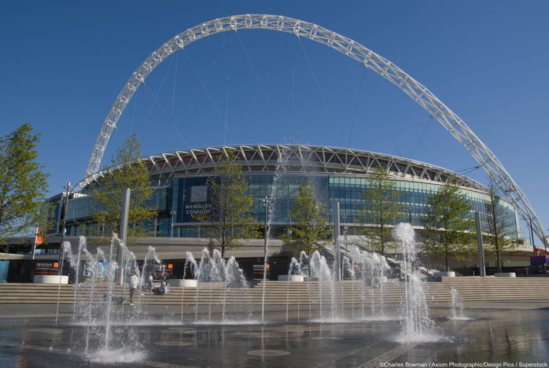 Wembley Stadium in London, the national home of football.