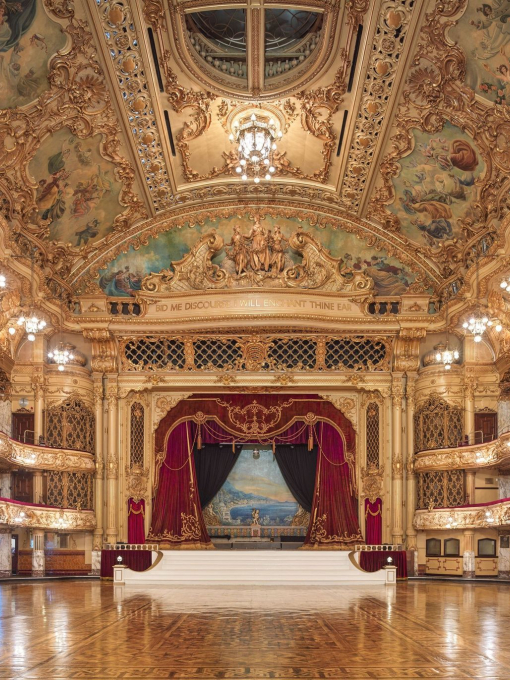Grand interiors of Blackpool Tower Ballroom.
