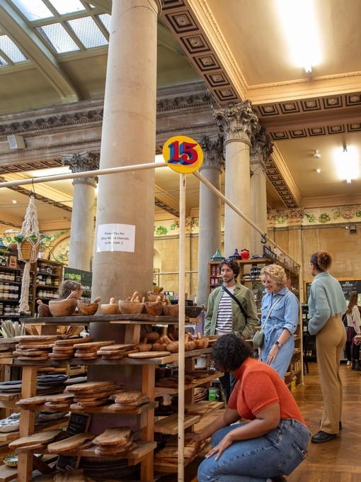 Friends shopping through an undercover market