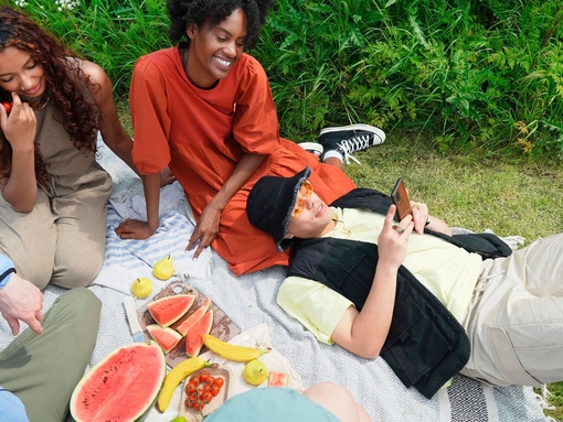 Friends enjoying a picnic on Spring day