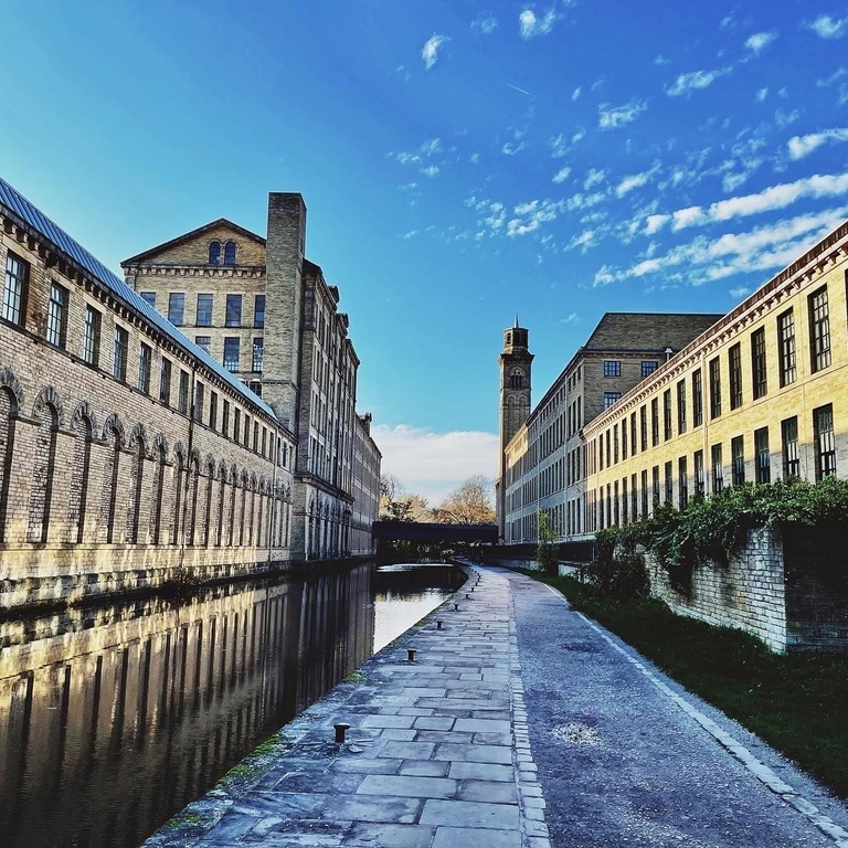 A view along the canal in Saltaire, Yorkshire