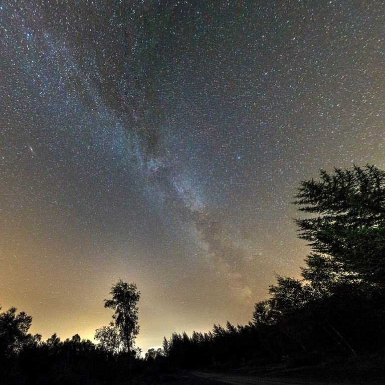 Stars lighting up the night sky above Gisburn Forest, Lancashire