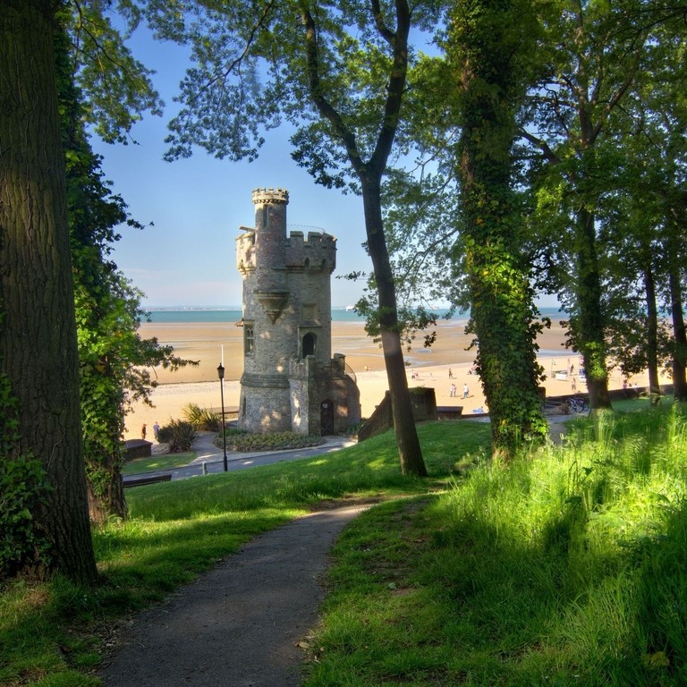 Remains of a tower on the beach