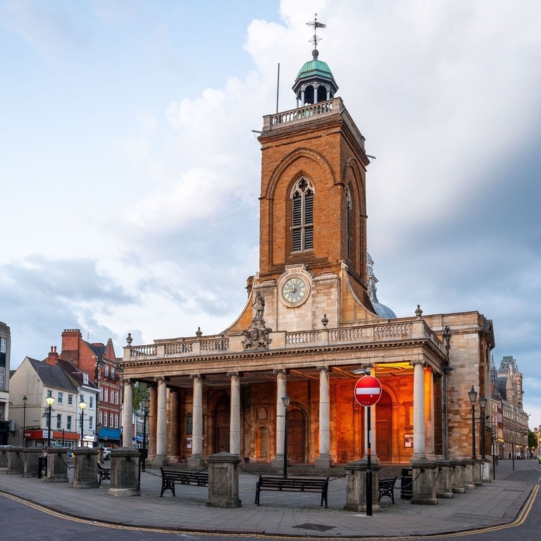 A Parish Church in the heart of a downtown village square.