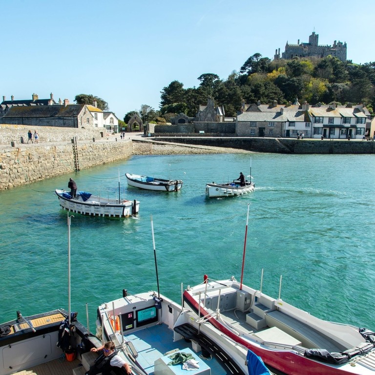 The harbour of Saint Michaels Mount in Cornwall
